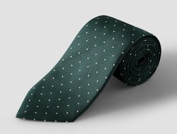 Eton Fine Woven Polka Dot Silk Das Donker Groen