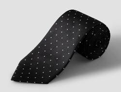 Eton Fine Woven Polka Dot Silk Das Zwart