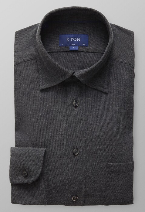 Eton Flannel Button Under Collar Overhemd Midden Grijs
