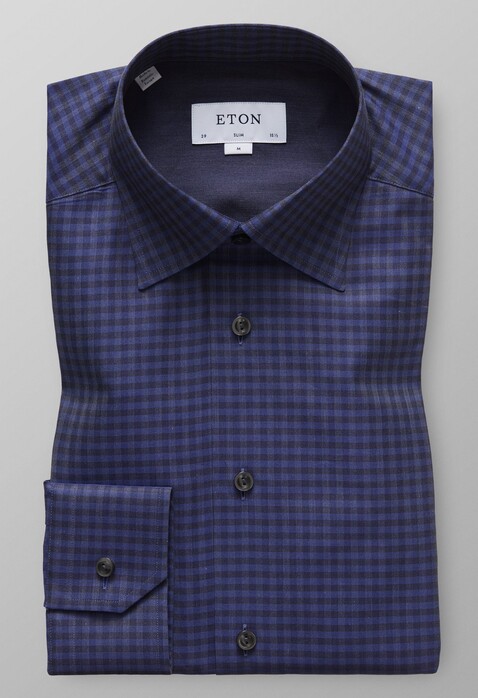 Eton Flannel Fine Twill Shirt Dark Evening Blue