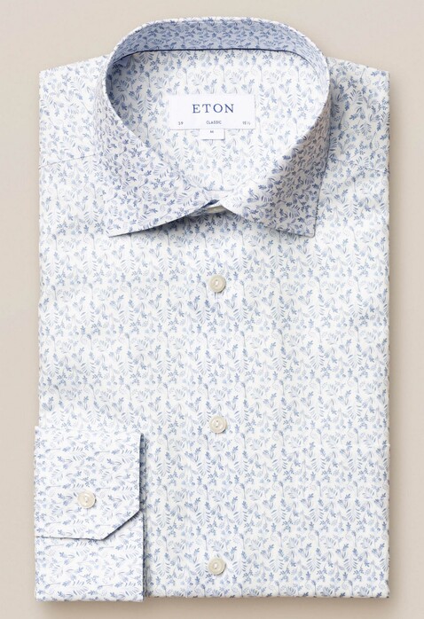 Eton Floral Contrast Shirt White