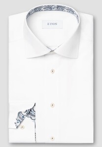 Eton Floral Effect Details Signature Twill Cutaway Collar Shirt White