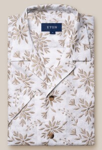 Eton Floral Embroidery Linen Resort Shirt White