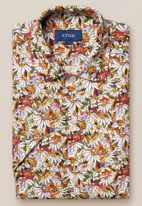 Eton Floral Fantasy Linen Shirt Orange-Multi