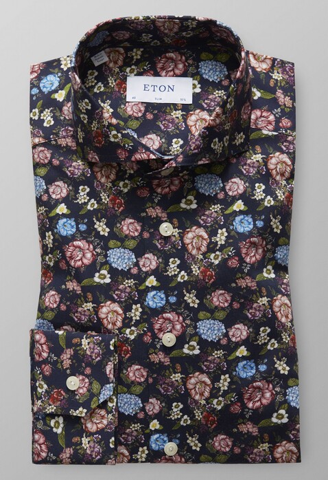Eton Floral Fantasy Signature Twill Shirt Dark Navy