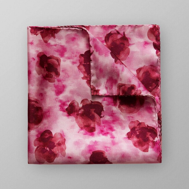Eton Floral Fine Silk Pocket Square Pink-Red