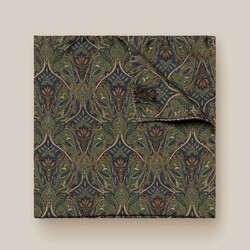Eton Floral Fuji Silk Pocket Square Dark Green