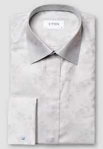 Eton Floral Jacquard Tuxedo Shirt Light Grey
