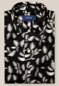 Eton Floral Knit Jacquard Shirt Black