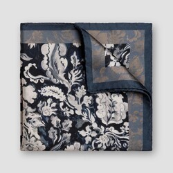Eton Floral Leaves Pattern Pochet Blauw