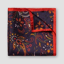 Eton Floral Paisley Bold Fantasy Pattern Pocket Square Navy-Red