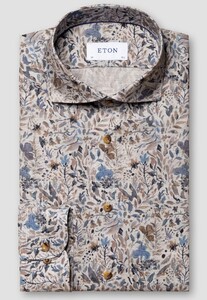 Eton Floral Pattern Fine Twill Overhemd Grijs