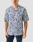 Eton Floral Pattern Garment Washed Resort Shirt Blue
