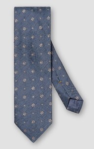 Eton Floral Pattern Linen Silk Multi Texture Tie Blue