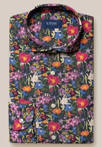 Eton Floral Pattern Linnen Overhemd Multicolor