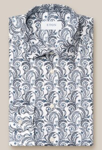 Eton Floral Pattern Luxury Cotton Signature Twill Overhemd Licht Blauw