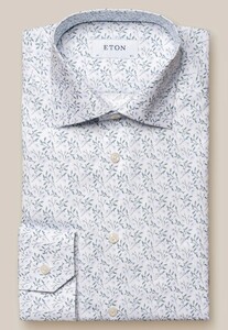 Eton Floral Pattern Signature Poplin Overhemd Blauw-Groen