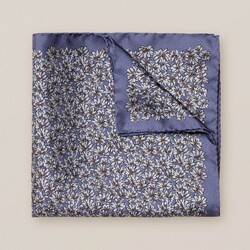 Eton Floral Pattern Silk Pochet Blauw