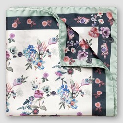 Eton Floral Pattern Silk Twill Pochet Wit-Multi