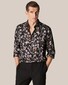Eton Floral Silk Twill Mother of Pearl Buttons Shirt Black