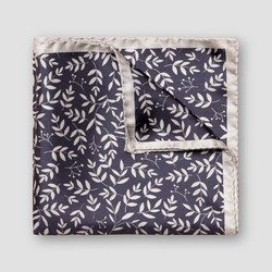Eton Floral Silk Twill Pocket Square Navy