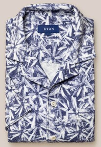Eton Floral Terry Resort Overhemd Navy