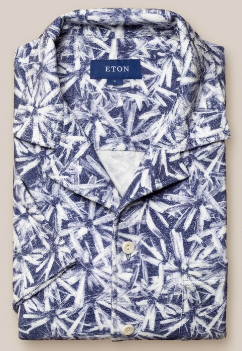 Eton Floral Terry Resort Shirt Navy