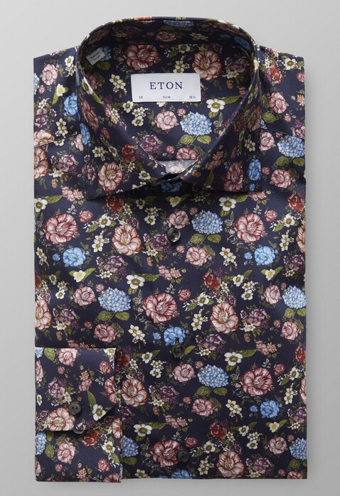 Eton Flower Signature Twill Shirt Dark Navy