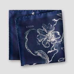 Eton Fluid Floral Pattern Pochet Navy