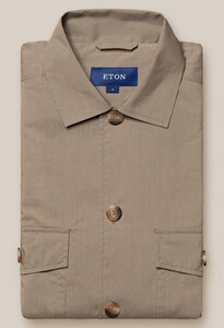 Eton Four Pocket Horn Effect Buttons Overshirt Light Brown