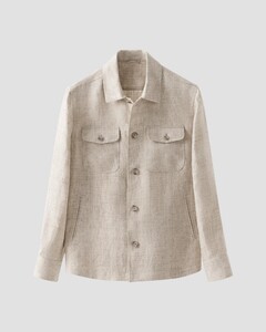 Eton Four Pocket Robust Relaxed Linnen Overshirt Beige