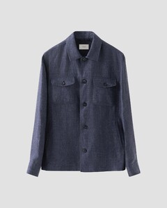 Eton Four Pocket Robust Relaxed Linnen Overshirt Navy