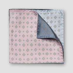 Eton Four-Side Fine Fantasy Pattern Pocket Square Navy-Pink