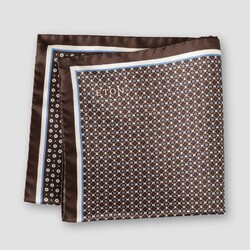 Eton Four Sided Fine Allover Pattern Pocket Square Brown