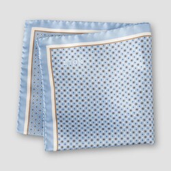 Eton Four Sided Fine Allover Pattern Pocket Square Light Blue
