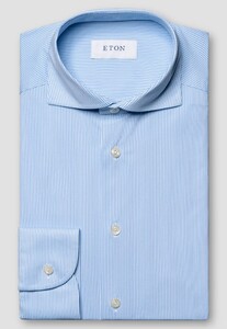 Eton Four-Way Stretch Fine Allover Stripe Shirt Light Blue