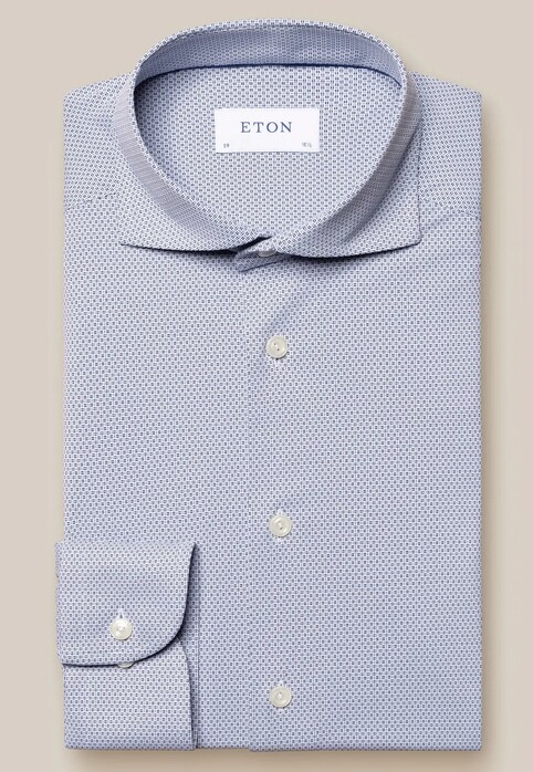 Eton Four Way Stretch Fine Micro Pattern Shirt Navy