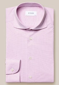 Eton Four Way Stretch Fine Micro Pattern Shirt Pink