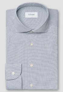 Eton Four-Way Stretch Fine Pattern Wide Spread Collar Overhemd Donker Blauw