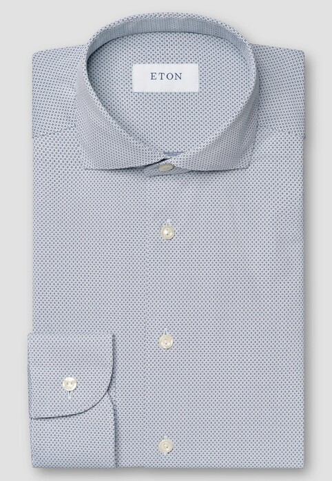 Eton Four-Way Stretch Fine Pattern Wide Spread Collar Shirt Dark Evening Blue