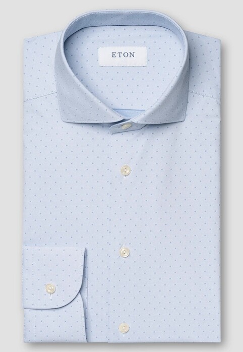 Eton Four-Way Stretch Fine Pin-Dot Pattern Overhemd Licht Blauw