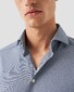 Eton Four-Way Stretch Micro Check Wide Spread Collar Overhemd Donker Blauw