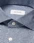 Eton Four-Way Stretch Micro Check Wide Spread Collar Overhemd Donker Blauw