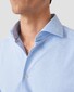 Eton Four-Way Stretch Micro Check Wide Spread Collar Overhemd Licht Blauw