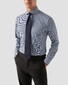 Eton Four-Way Stretch Micro Check Wide Spread Collar Shirt Dark Evening Blue