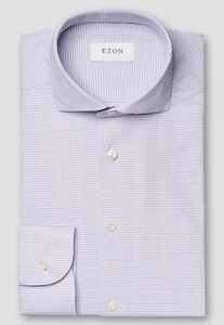 Eton Four-Way Stretch Micro Check Wide Spread Collar Shirt Light Purple