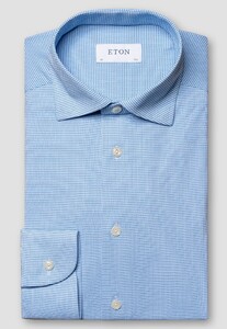 Eton Four-Way Stretch Micro Pattern Overhemd Blauw