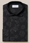 Eton Four Way Stretch Subtle Floral Pattern Mother of Pearl Buttons Shirt Black