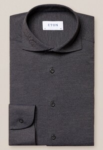 Eton Four-Way Stretch Tone-on-Tone Button Thread Overhemd Zwart