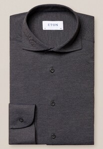 Eton Four-Way Stretch Tone-on-Tone Button Thread Shirt Black